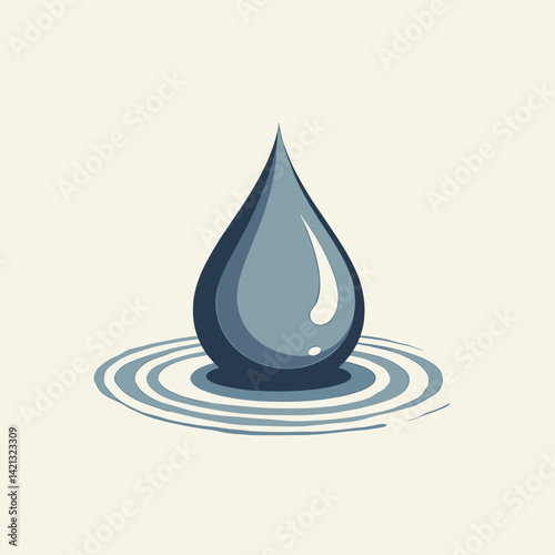 Water droplet illustration with ripple effect