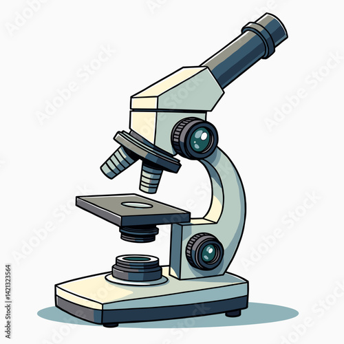 Cartoon Microscope on White Background