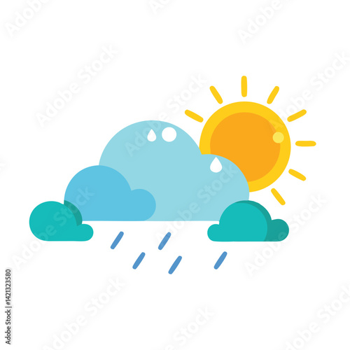 Weather forecast flat vector illustration on white background.