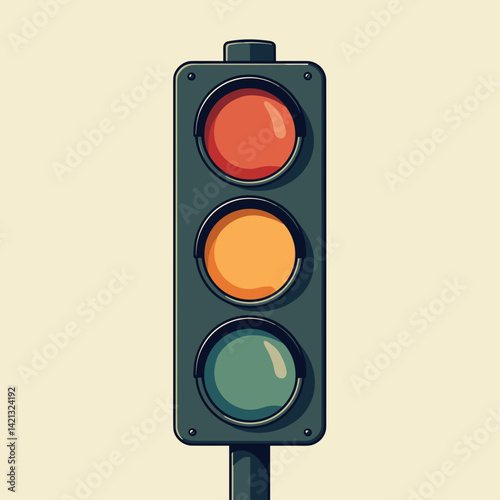 Traffic light illustration with red light