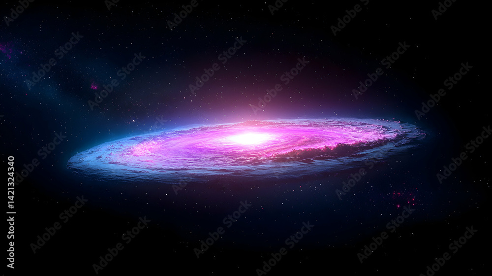 Naklejka premium Pixel Art Spiral Galaxy in Dark Space