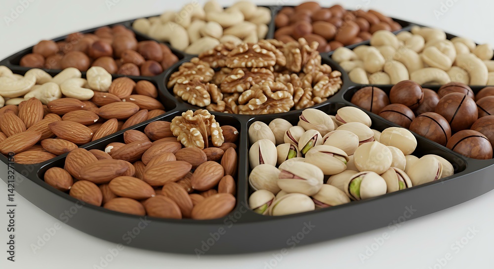 Nuts platter white background. Brazilian food Nuts platter white background. Brazilian food
