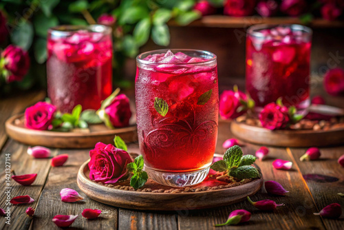 Wallpaper Mural Rooh Afza (Rose Water) Herbal Drink with Copy Space  Botanical Syrup Beverage Torontodigital.ca