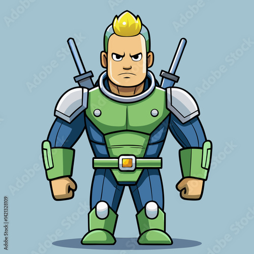 Android warrior in sleek armor with advanced weapons technology