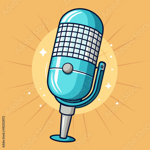 Hyper-realistic microphone with futuristic sound movement patterns