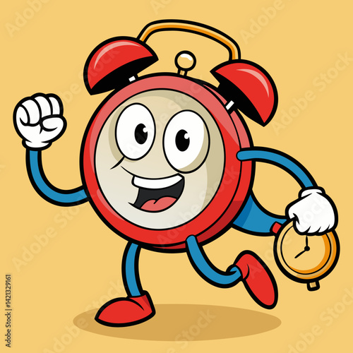 Cartoon Alarm Clock as a Superhero Saving Mornings One Ring at a Time
