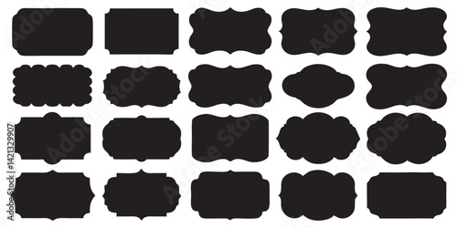 Label and Frame Silhouette Set – Vintage Black Badge Vector Collection