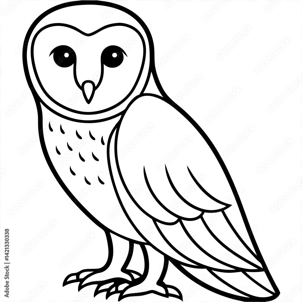 Minimal Barn Owl Vector on White Minimal Barn Owl Vector on White