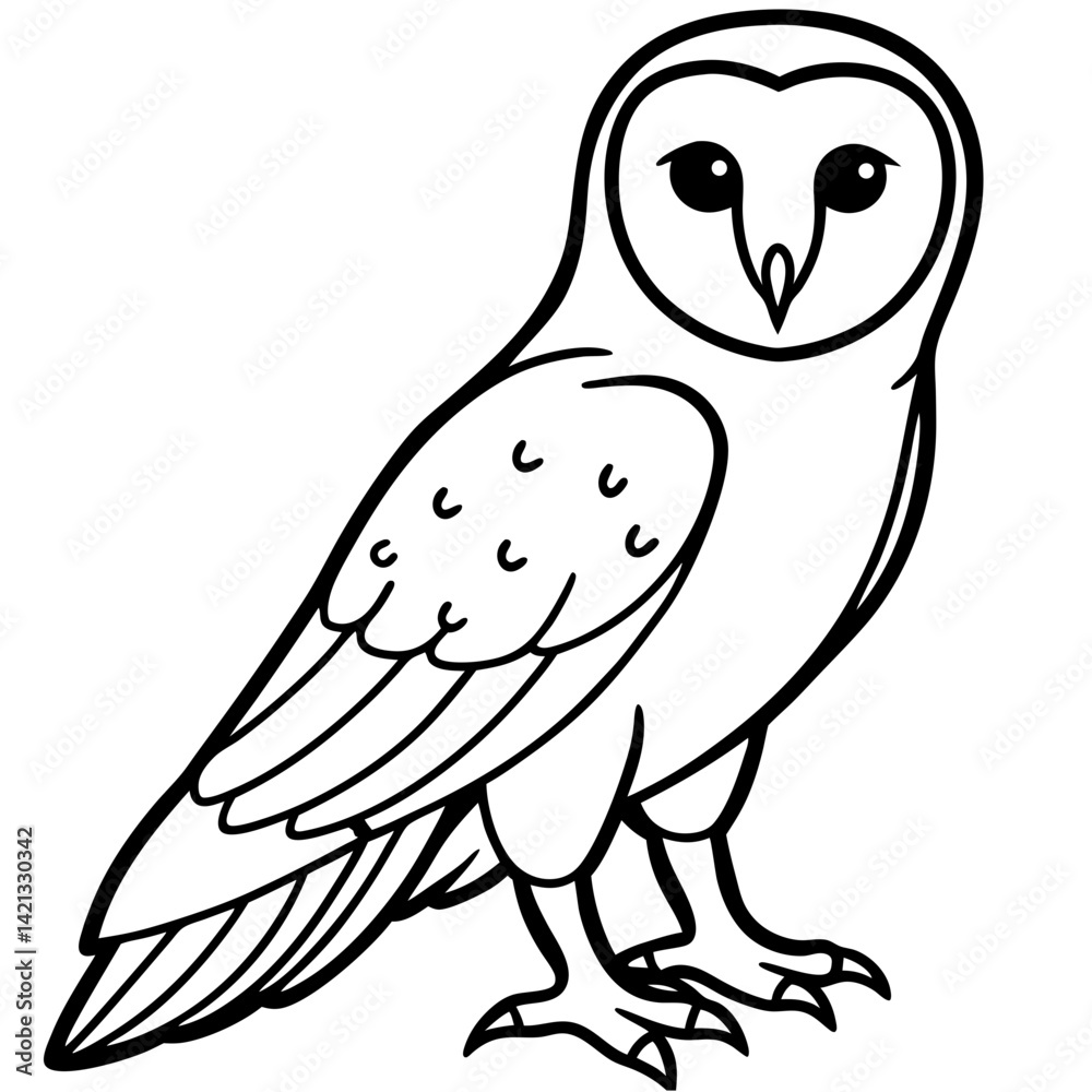 Minimal Barn Owl Vector on White Minimal Barn Owl Vector on White