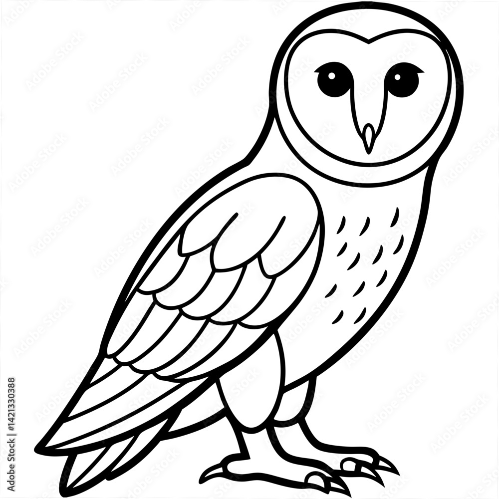 Minimal Barn Owl Vector on White Minimal Barn Owl Vector on White