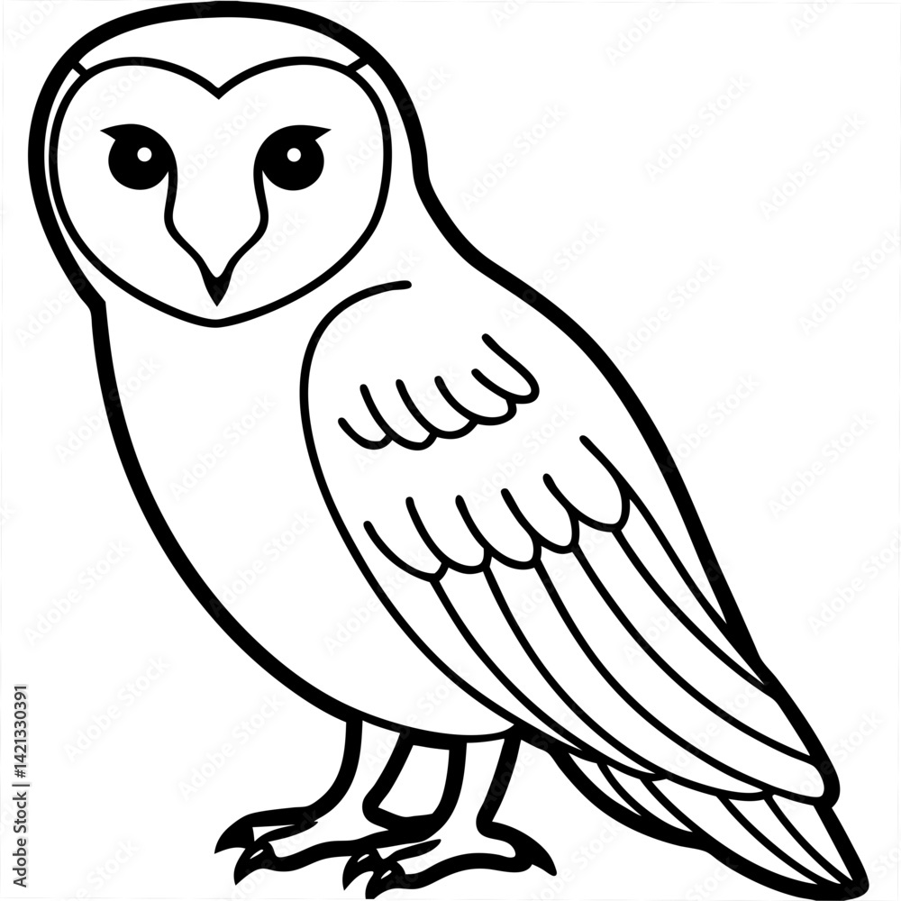Minimal Barn Owl Vector on White Minimal Barn Owl Vector on White