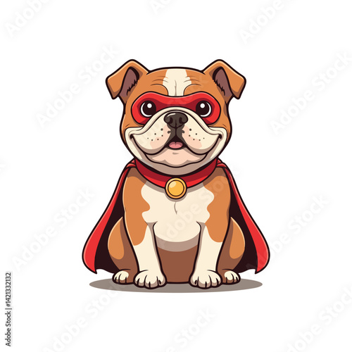 Cute bull Dog Eating Bone Cartoon Vector Icon Illustration. Animal Nature Icon Concept Isolated Flat