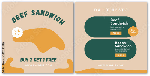Eye-Catching Restaurant Promotion for Sandwiches with Attractive Offer