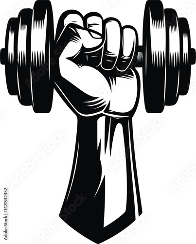 A 3d man is lifting heavy weights with a dumbbell held in his hand for fitness and bodybuilding exercise