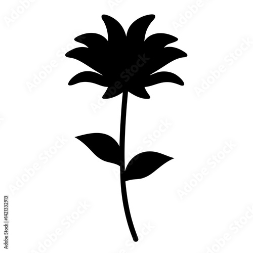 bee balm flower minimalist silhouette vector - for nature graphic design projects bee balm, plant flower modern artwork.