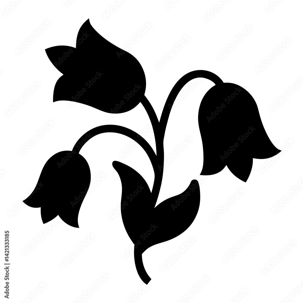 Fototapeta premium bluebell flower minimalist silhouette vector - for nature graphic design projects bluebell, plant flower modern artwork.