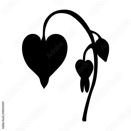 bleeding heart flower minimalist silhouette vector - for nature graphic design projects bleeding heart, plant flower modern artwork.