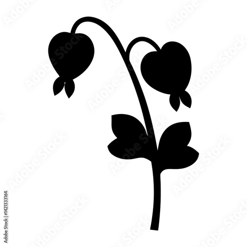 bleeding heart flower minimalist silhouette vector - for nature graphic design projects bleeding heart, plant flower modern artwork.