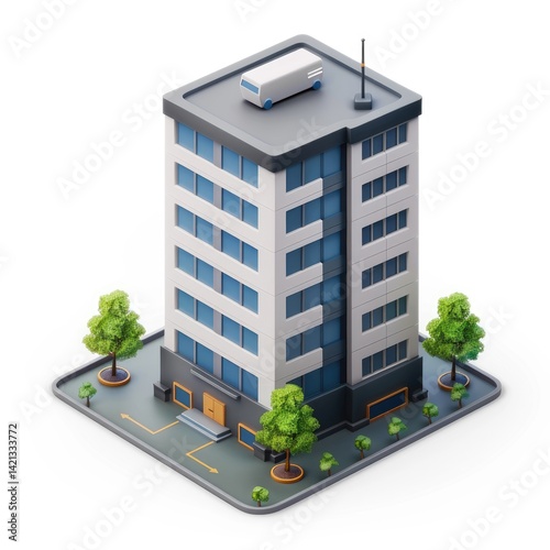 Obraz na płótnie Modern office building isometric illustration. w salonie