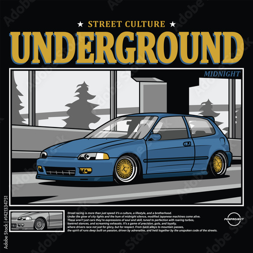 car design illustration, underground street culture