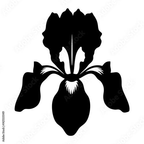 iris flower minimalist silhouette vector - for nature graphic design projects iris, plant flower modern artwork.