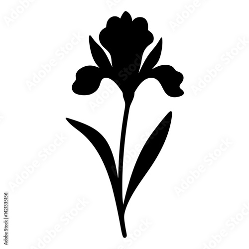 iris flower minimalist silhouette vector - for nature graphic design projects iris, plant flower modern artwork.