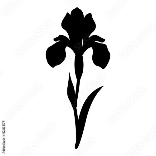 iris flower minimalist silhouette vector - for nature graphic design projects iris, plant flower modern artwork.