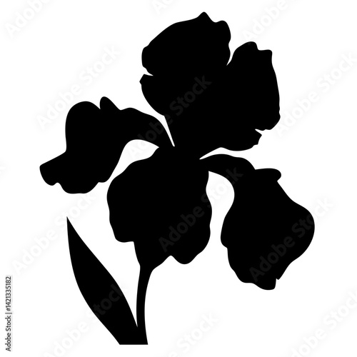 iris flower minimalist silhouette vector - for nature graphic design projects iris, plant flower modern artwork.