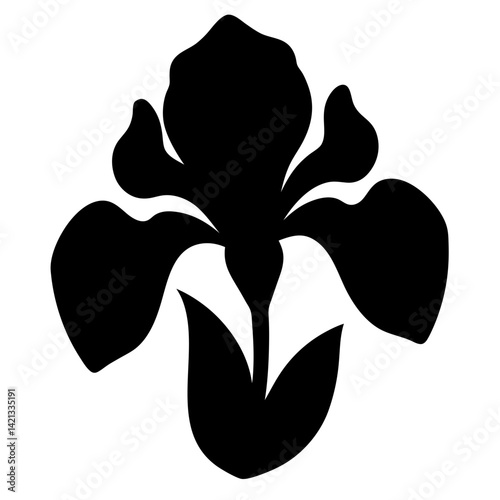 iris flower minimalist silhouette vector - for nature graphic design projects iris, plant flower modern artwork.