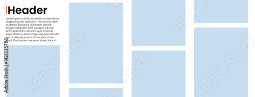 Template of photo montage. 7 Blue frames design composition for gallery for website. Banner for bg design.