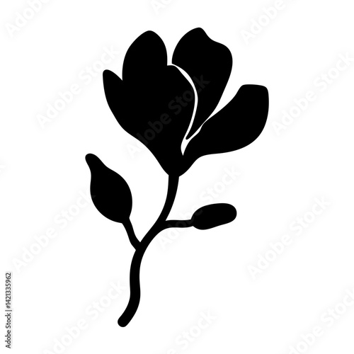magnolia flower minimalist silhouette vector - for nature graphic design projects magnolia, plant flower modern artwork.