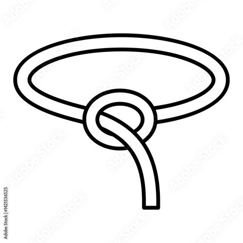 Cowboy lasso tool thin line icon, west deserti concept. Vector graphics. Leather horse whip sign on white background, linear style for mobile or design.