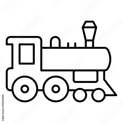 Railway locomotive wagon thin line icon, west desert railway concept. Vector graphics. Steam engine train sign on white background, linear style for mobile or design.
