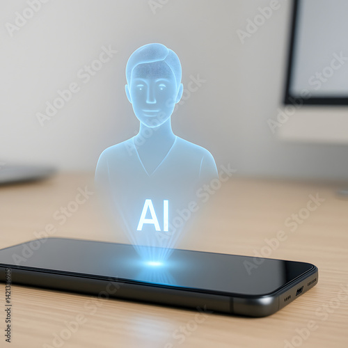 Holographic AI Assistant Emerging from Smartphone