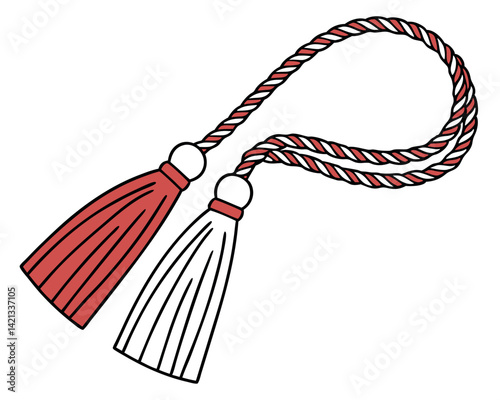 Traditional Red and White Martenitsa Figures Spring Charm Graphic