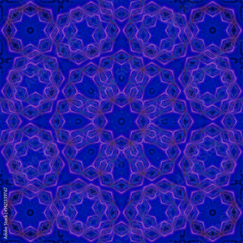 Abstract kaleidoscope patterns. Blue kaleidoscope background.