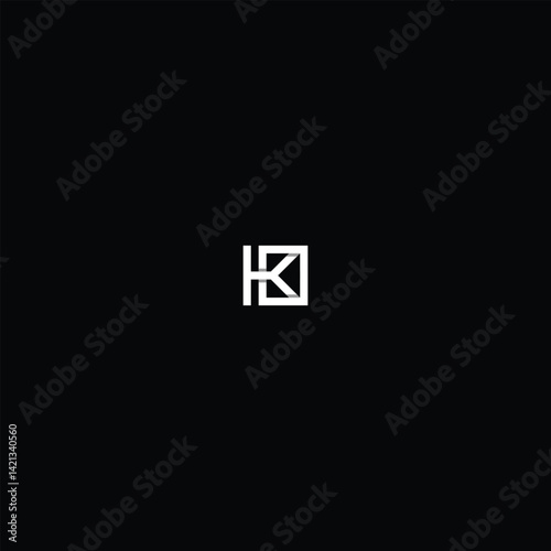 Letter K Square Monogram Logo with Black Background