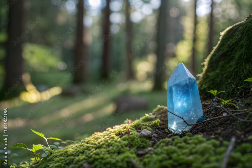 Fototapeta premium Blue Crystal Mineral Stone, Nature Seamless Background with Copy Space 
