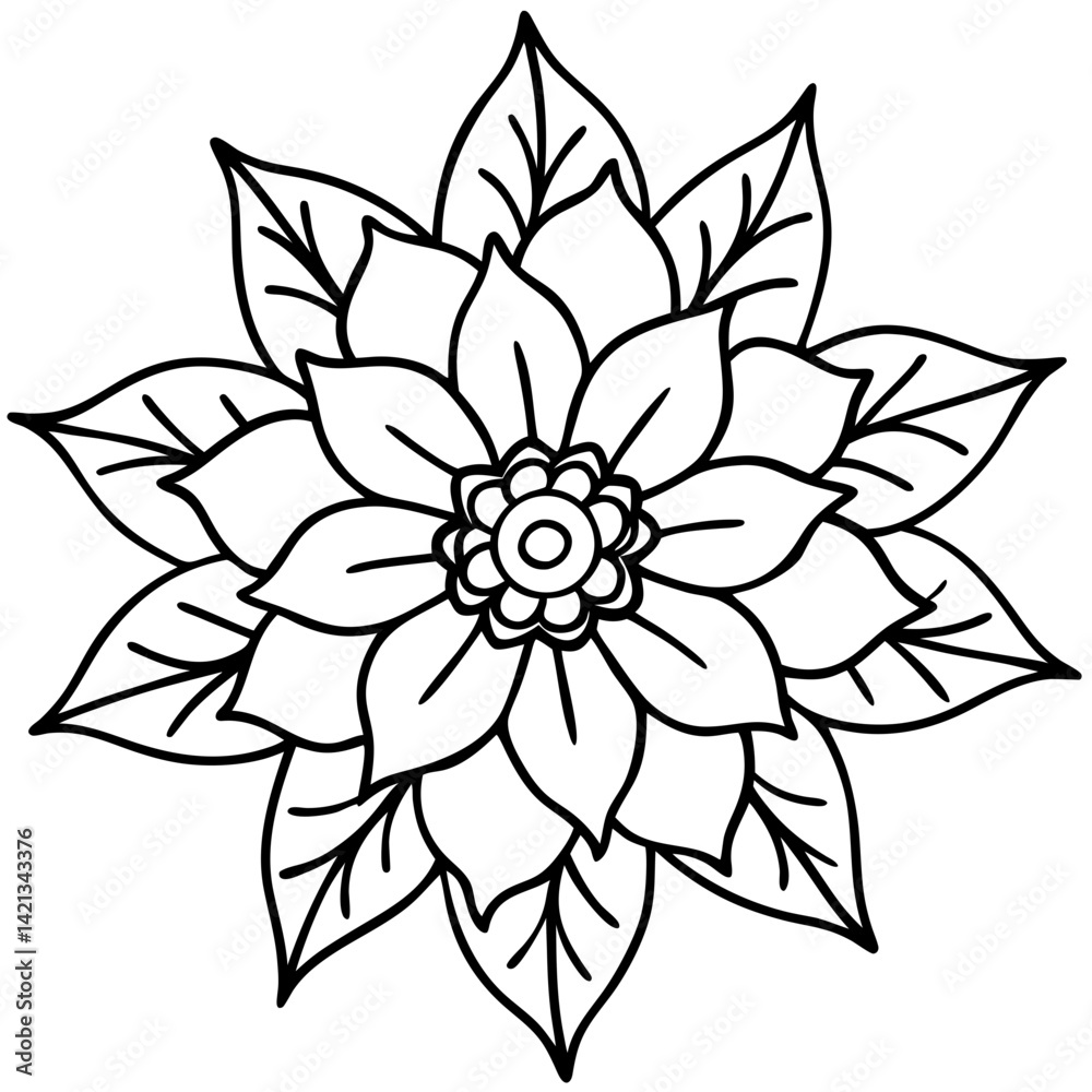 Hand-Drawn Boho Floral Vector on White Background Hand-Drawn Boho Floral Vector on White Background