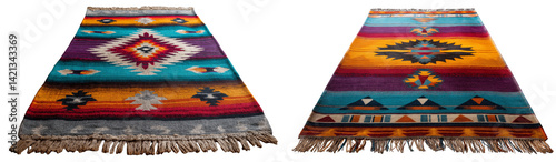 Obraz na płótnie Beautifully woven Navajo rug showcasing rich geometric patterns and vibrant colors w salonie