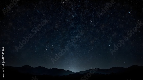 Wallpaper Mural A breathtaking night sky filled with twinkling stars stretches above dark mountain silhouettes, capturing the peaceful beauty of the cosmos in a serene and mysterious atmosphere. Torontodigital.ca