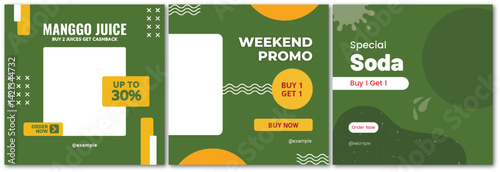 Vibrant beverage promotion social media post templates collection design