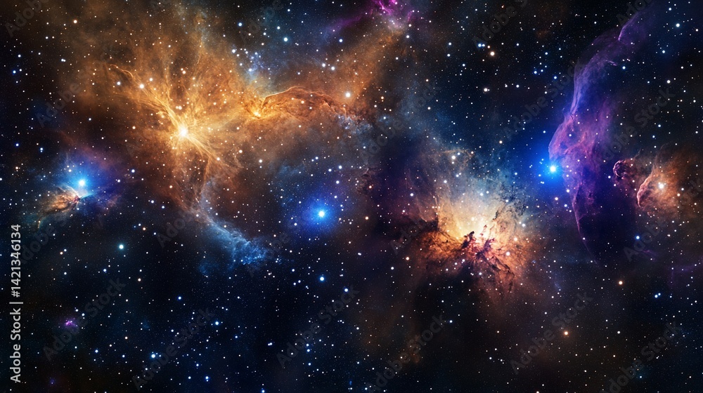 Naklejka premium Breathtaking Deep Space Nebula with Stars and Cosmic Dust Clouds