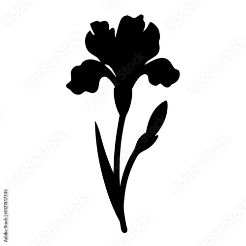 iris flower minimalist silhouette vector - for nature graphic design projects iris, plant flower modern artwork.