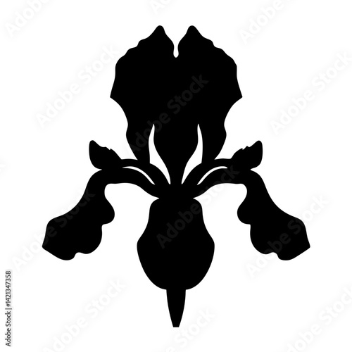iris flower minimalist silhouette vector - for nature graphic design projects iris, plant flower modern artwork.