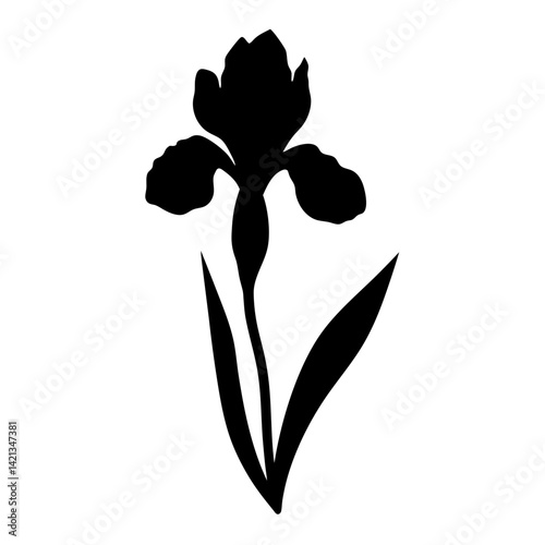 iris flower minimalist silhouette vector - for nature graphic design projects iris, plant flower modern artwork.