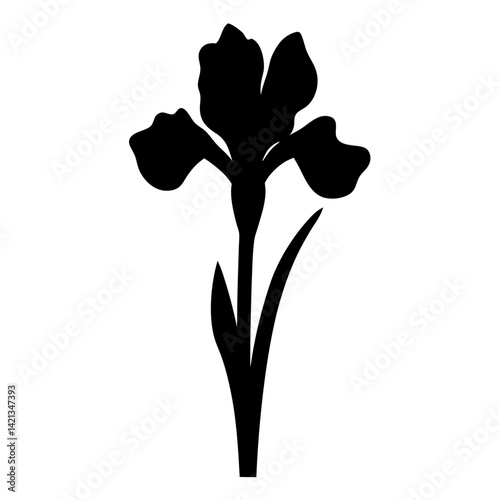 iris flower minimalist silhouette vector - for nature graphic design projects iris, plant flower modern artwork.
