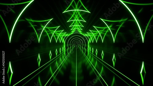 glowing neon geometric shapes in seamless loops.
