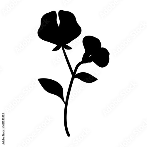 sweet pea flower minimalist silhouette vector - for nature graphic design projects sweet pea, plant flower modern artwork.