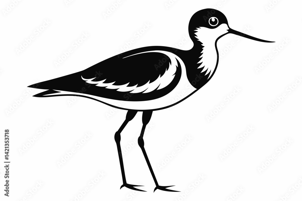 Obraz premium sandpiper silhouette line art vector illustration with a white background